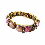 Antique Gold Plated Brass & Copper Alloy Bracelet with Glass Cabochon Stones and SWAROVSKI Crystals