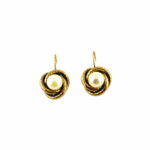 Hypoallergenic bronze earrings treated with gold with pearl
