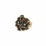 Antique gold treated brass & copper alloy ring with SWAROVSKI crystals.