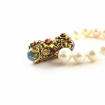 Natural river pearls bracelet with cabochon stones and SWAROVSKI crystals