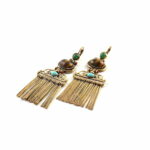 Hypoallergenic gold treated bronze earrings with glass paste cabochon stones.
