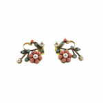 Antique gold treated brass & copper alloy earrings with micro-pearls and SWAROVSKI crystals.