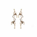 Antique gold plated brass & copper alloy earrings with micro pearls and SWAROVSKI crystals.