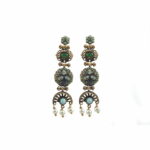 Antique gold treated brass & copper alloy earrings with cabochons, micro-pearls and SWAROVSKI crystals.