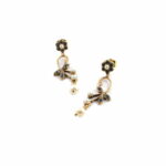 Antique gold plated brass & copper alloy earrings with micro pearls and SWAROVSKI crystals